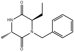 (3S,6R)-1-苄基-6-乙基-3-甲基哌嗪-2,5-二酮 结构式